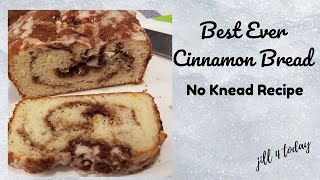 No Knead Cinnamon Bread with Brown Sugar and Cinnamon Swirl Center | Tastes Like a Cinnamon Bun