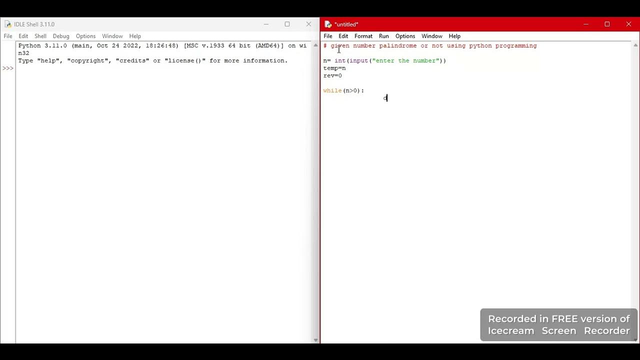 Given no palindrome or not python idle shell palindrome python