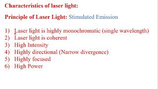 characteristics of laser light