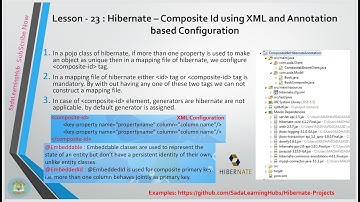 Lesson - 23 : Hibernate - composite Id element using XML and Annotation based Configuration