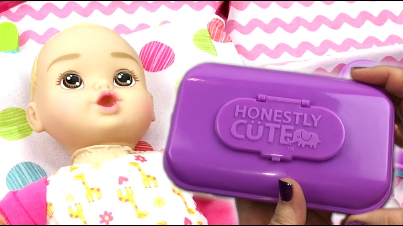 Target Honestly Cute Doll Just Like Mommy Diaper Bag Changing, Feeding, and Nail Clipping Video ...