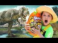 CALEB PRETEND PLAY DINOSAUR HUNT! ! Searching For Dino Bones and  Dinosaur Eggs with Mom!!