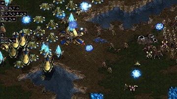 StarCraft Remastered 1v7 Protoss vs 2 Zerg/5 Protoss (vs 7 computers) Big Game Hunters