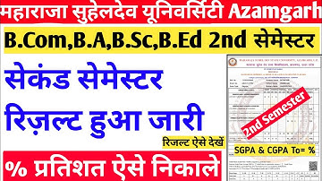 2nd sem result| maharaja suheldev university azamgarh result 2022|azamgarh university result 2022
