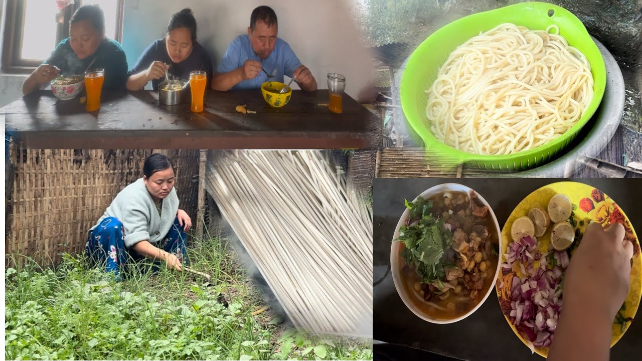 Making homemade chicken soup thukpa in village style  & eating with family || Village life in Nepal 