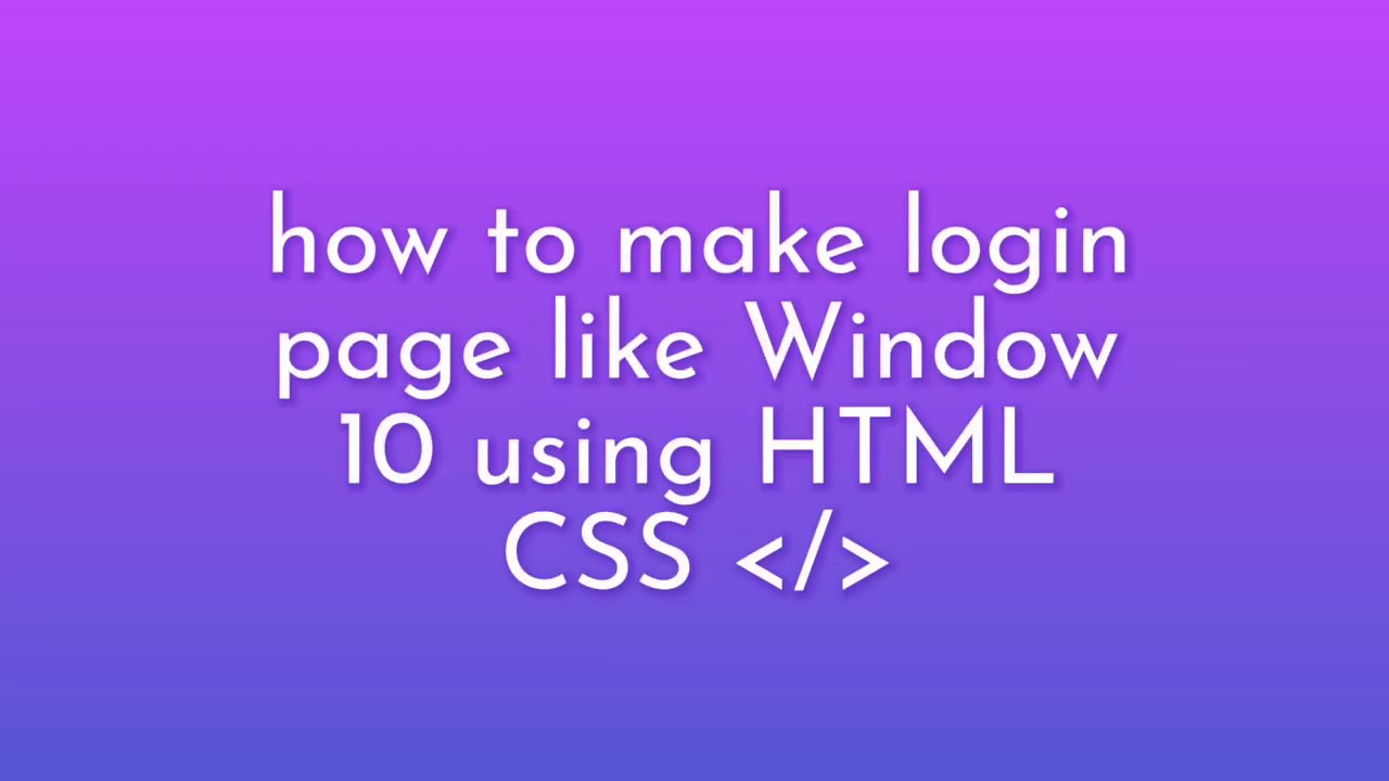 login page design like window 10 using HTML CSS Only | #HTML #CSS - YouTube