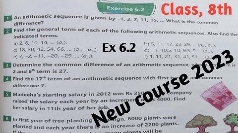 Exercise 6.2 Class 8 Math New Course 2023| Ex 6.2 unit 6 sequence and Algebra Math 8 kpk and PTB