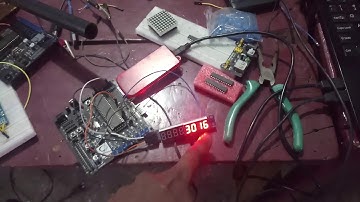MAX7219 LED display driver with PIC18 microcontroller  using SPI protocol.