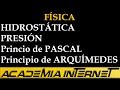 Hidrostática, Presión, Principio de Pascal, Principio de Arquímedes