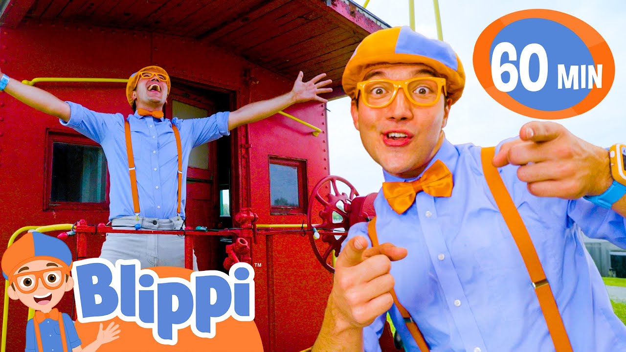 What Sound Does A Train Make?🚂 | 1 HOUR Blippi Compilation | Home Learning for Kids 🖍️