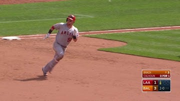 LAA@BAL: Calhoun singles then takes third on an error