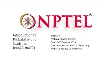 Week 12- Problem Solving Session on Introduction to Probability  and Statistics - 14th October 2023