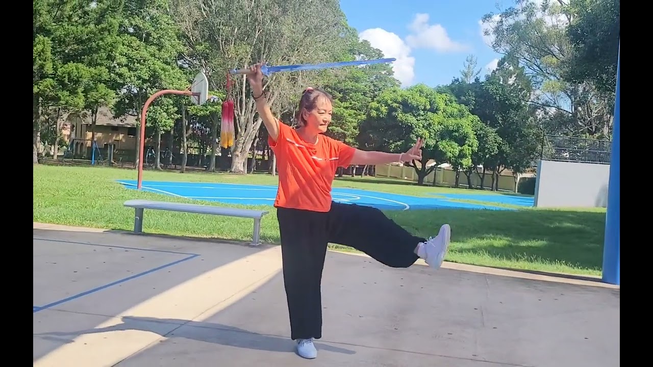 24 form Tai Chi Sword back View  24式太極劍 背向