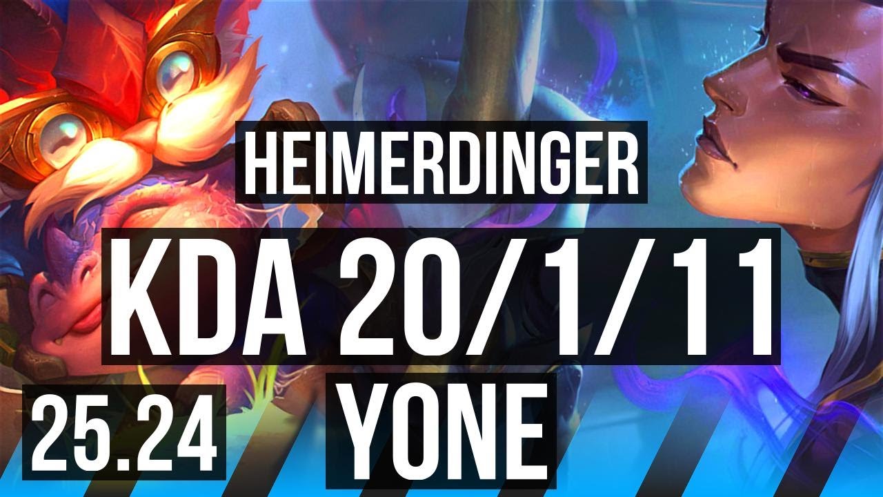 HEIMERDINGER vs YONE (MID) | Good KDA: 20/1/11, 54K damage | KR Master | 25.24