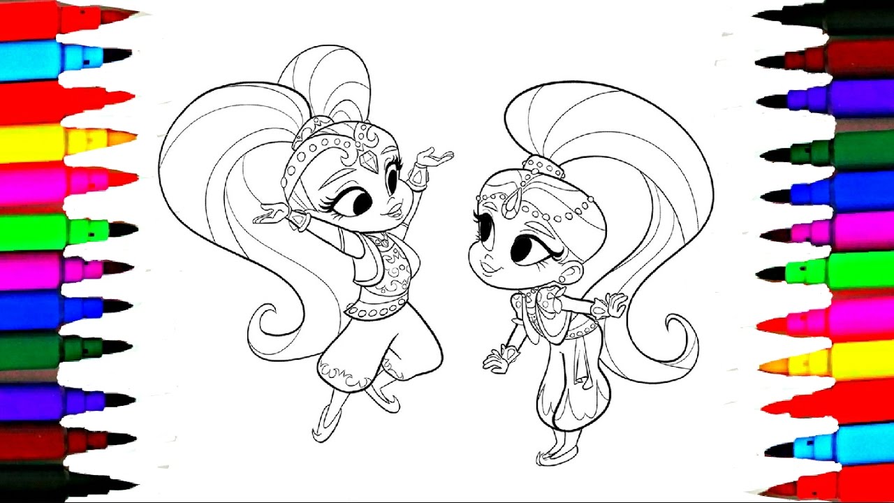 Coloring Pages Shimmer and Shine l Nickelodeon Drawing