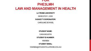 ASSESSMENT TASK 1: ETHICS -  PHE3LMH - CARA MOUSTIS