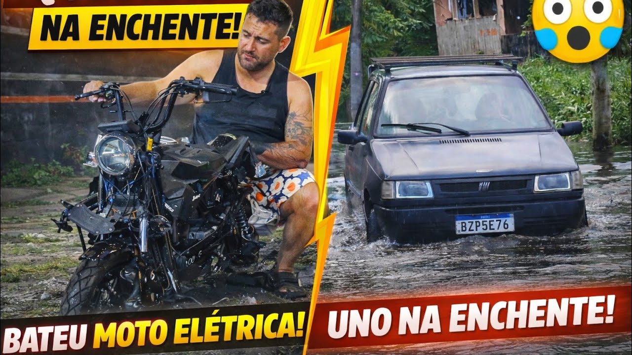 RECUPEREI A MOTO ELÉTRICA BATIDA… E AINDA ENFRENTEI ENCHENTE COM O UNO! 