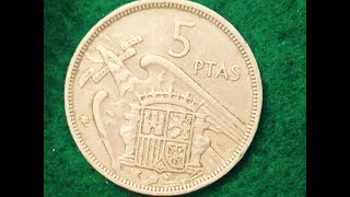 5 PTAS Coin Of Spain Dated 1957