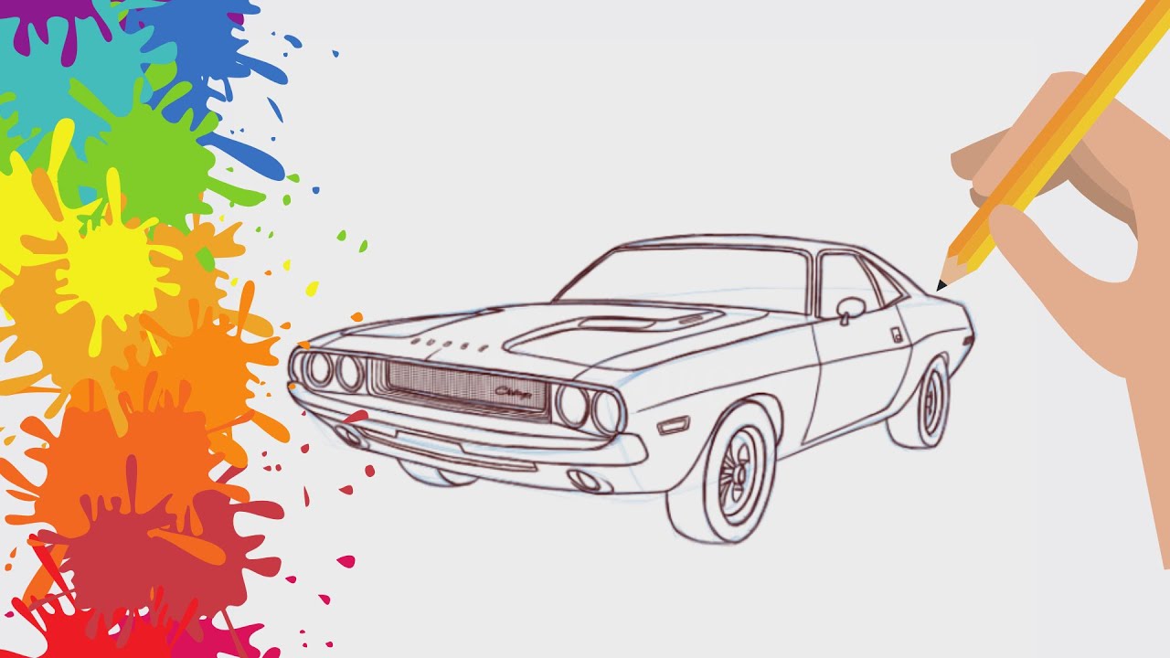 Como dibujar un Dodge Challenger | Autos Icónicos | Aprender a dibujar  fácil paso a paso - YouTube