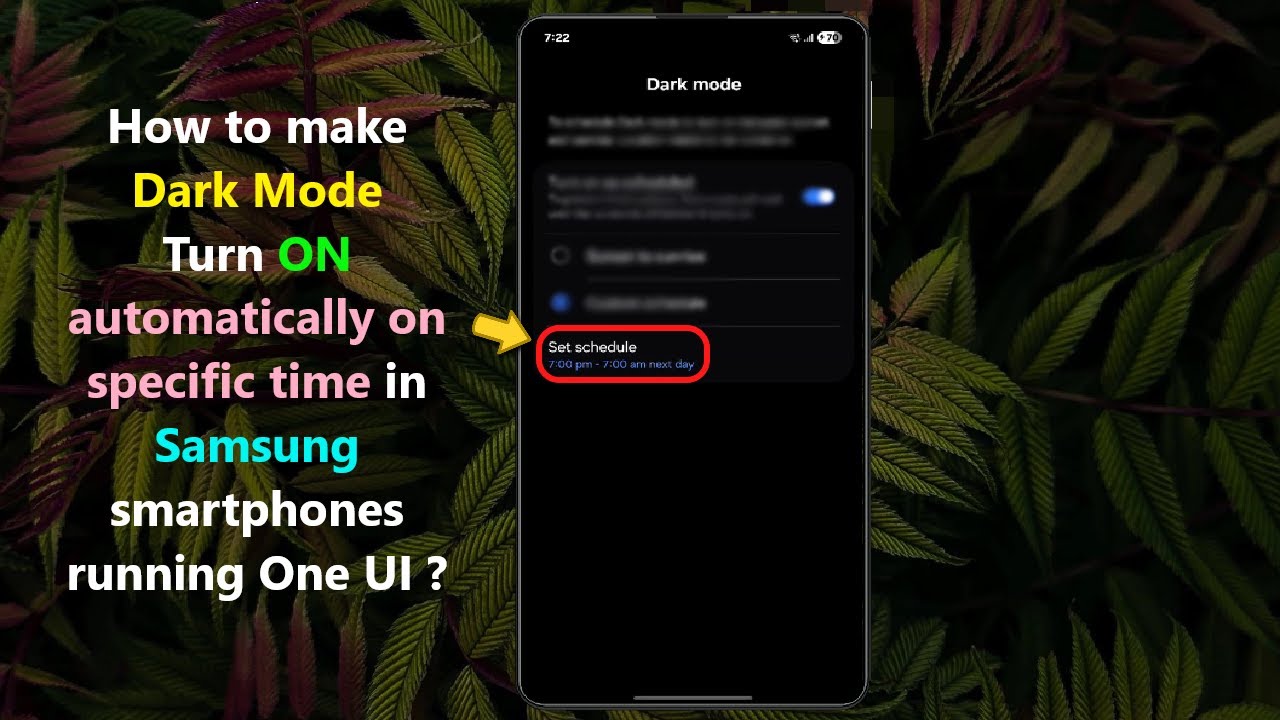 How to make Dark Mode Turn ON automatically on specific time in Samsung ...