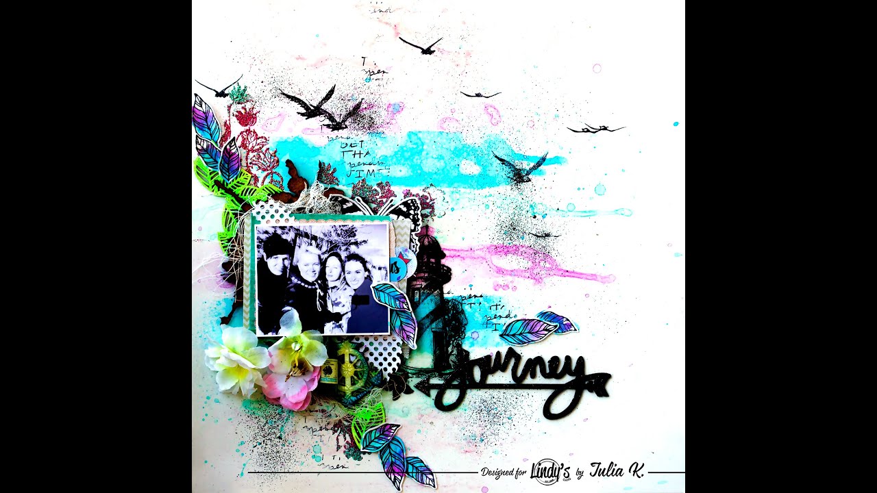 Journey Layout. Lindy's Flat Fabio Sprays and Chunky Embossing Powders.
