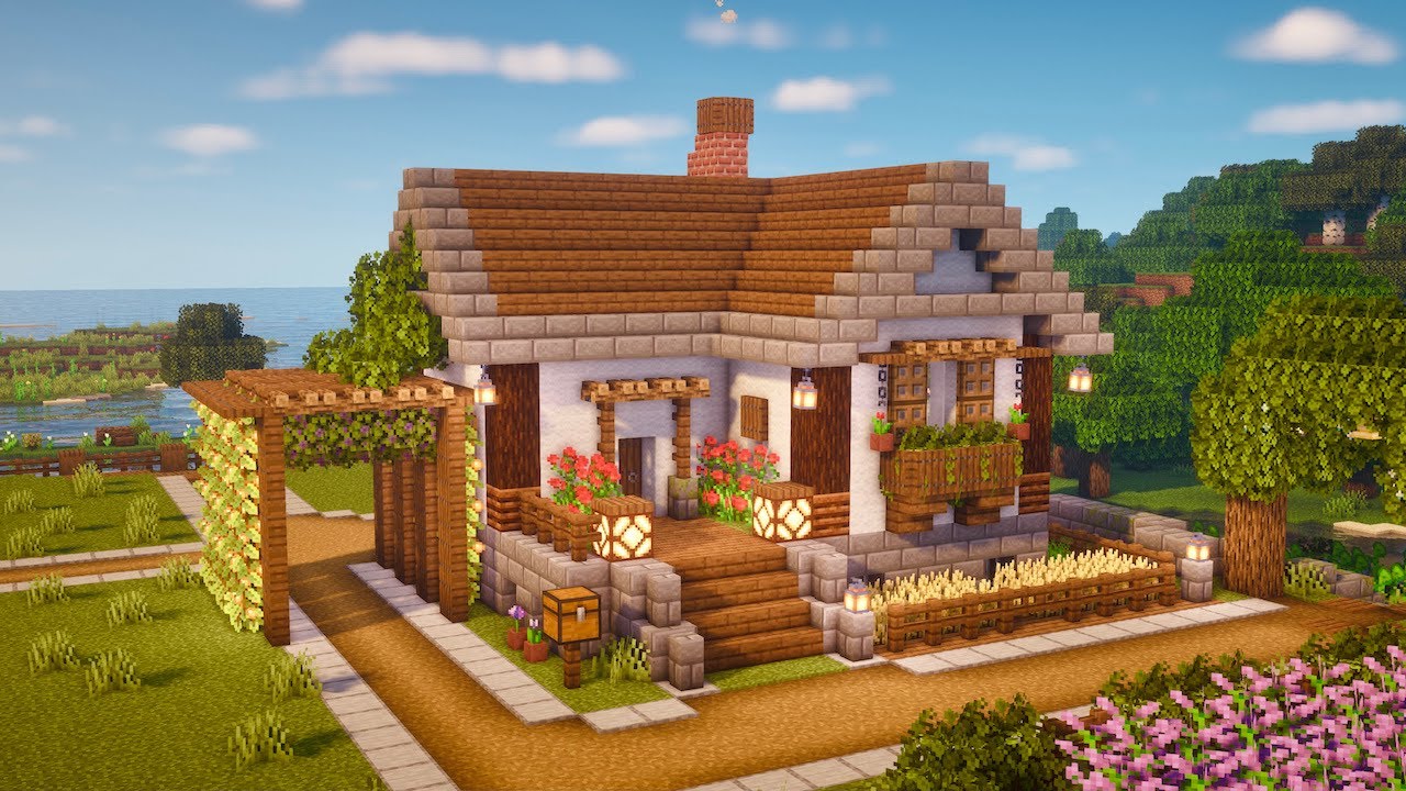 Minecraft | How to Build a small and cute Farmhouse | Tutorial - YouTube