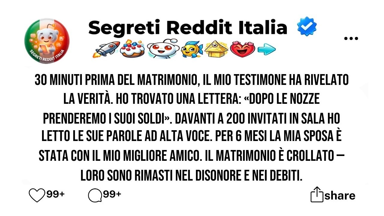 Ero davanti all'altare, con la mia futura moglie che mi sorrideva e il mio migliore amico al mio fianco. Tutti gli invitati aspettavano che dicessi "sì". Ma in tasca avevo una lettera che avevo...