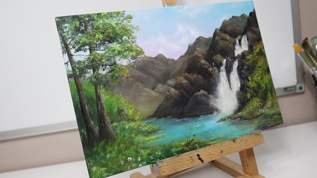 Mountain view painting tutorial for beginners | Paint with Zentosa