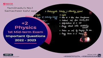 Golden Questions | Important Questions | For 1st Mid Term Exam | 2022-2023 | 12th Physics/இயற்பியல்