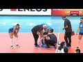 El cabezazo entre Tatiana Rizzo y Clarisa Sagardia en el Mundial de Voley Femenino