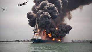 1 минуту назад!  Украинский Y140 взорвал самый большой российский грузовой корабль в Черном море