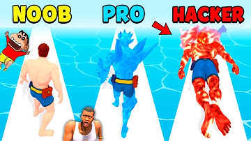 SHINCHAN and CHOP Playing DNA RUN 3D Noob vs Pro vs Hacker in DNA RUN Gameplay in Hindi | AMAAN-T