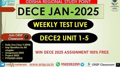 DECE2 WEEKLY TEST UNIT 1 TO UNIT 5 |JAN 2025 BATCH | IGNOU |DECE ASSIGNMENT & PROJECT |