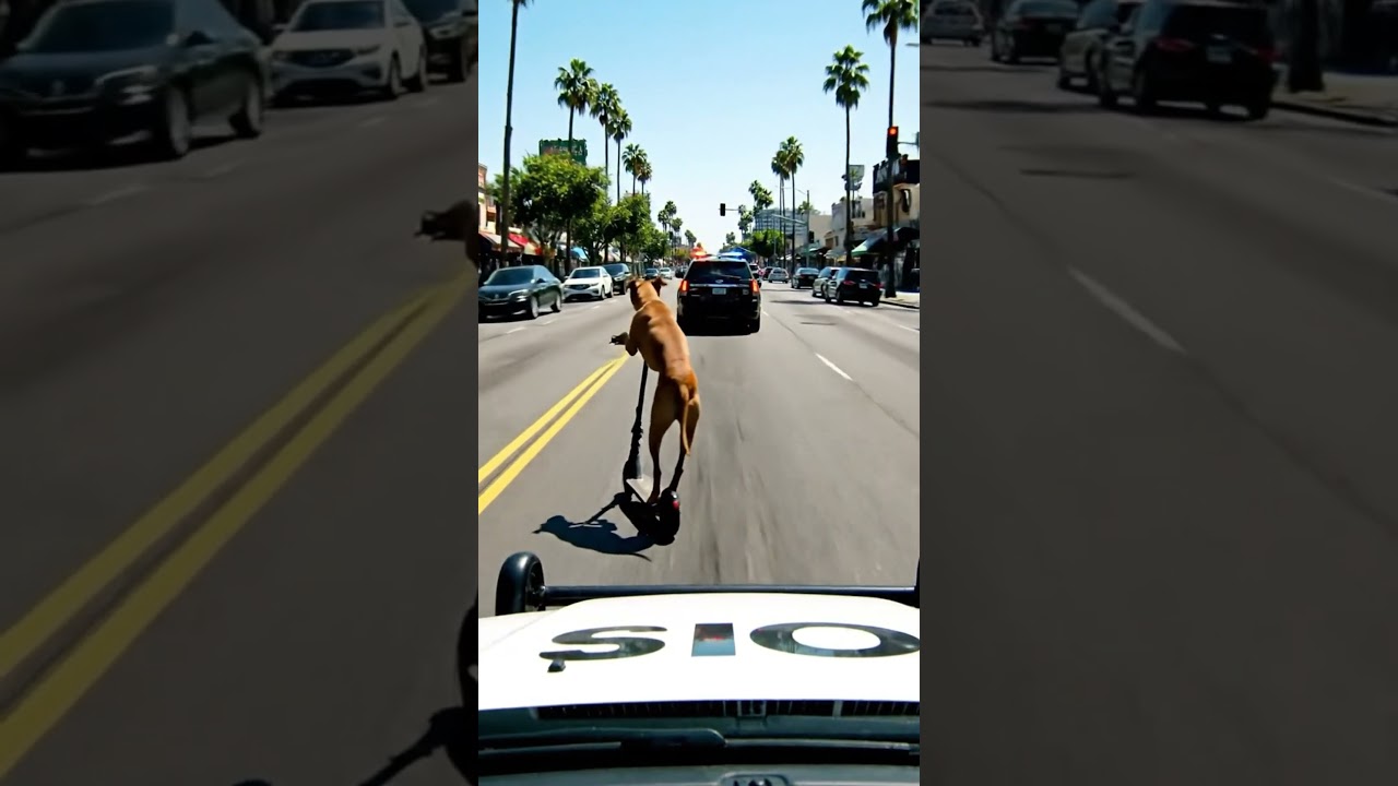 police chase dog on electric scooter 