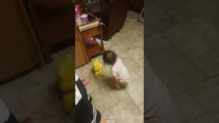 Baby girl dancing with teddy bear #shorts