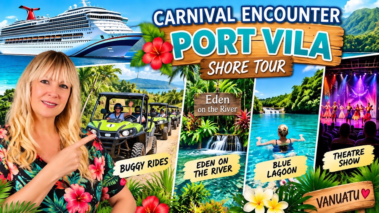 #009 Carnival Encounter Port Villa Shore Tour, Buggy Rides, Eden River & Blue Lagoon