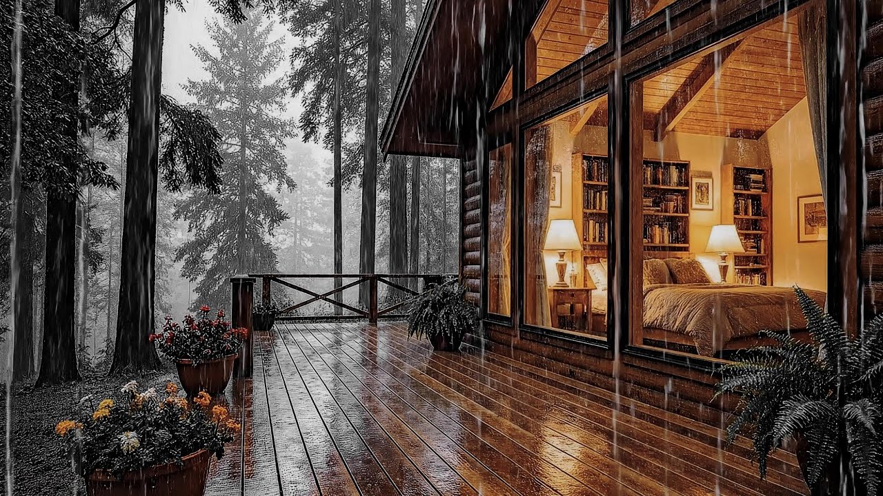 Forest Cabin in a Quiet Rainfall 🌲 Peaceful Sounds for Sleeping ...