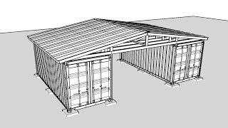 Building a Roof Over Two Shipping Containers  SketchUp  Active Military Use  Read Description