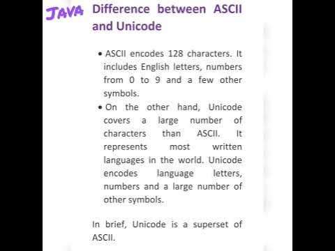 Difference between ASCII and Unicode encoding standards @javasip - YouTube