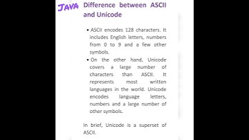 Difference between ASCII and Unicode encoding standards @javasip-official