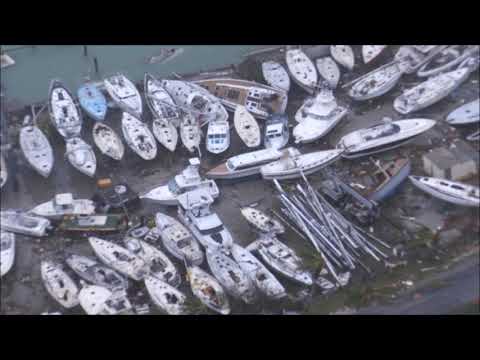 Schade orkaan Irma op SInt Maarten vanuit helikopter Zr. Ms. Zeeland