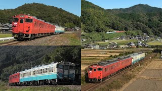 【急行あしずり】キハ40系キハ47-114+キハ47-1086+キハ47-174+キハ47-118　団体列車「キハ47『復刻 』で行く秋の土佐路」2022.11.5 土讃線【4K】