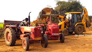 Jcb 3dx Eco Xcellence Machine Loading Mud In Sonalika 42 Di Rx & Mahindra 475 Di Tractor | Jcb Video