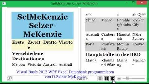 Visual Basic 2012  WPF  Excel  Datenbank programmieren von SelMcKenzie Selzer-McKenzie