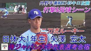 【2020侍ジャパン大学代表選考合宿(紅白戦)/全身がバネ！投げてはMAX149キロの二刀流ルーキー】日本体育大1年生・矢澤 宏太(忠生中※町田リトルシニア→藤嶺藤沢高)