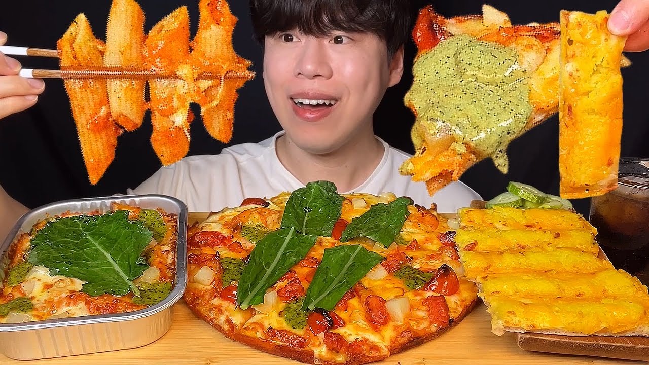 SUB) Пицца Napolio & паста penne & батат палочки mukbang asmr