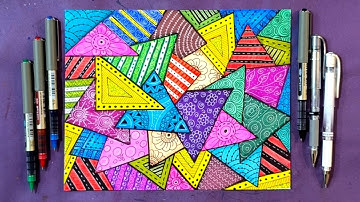 Colorful Zentangle Triangle | Easy Doodle Patterns for Beginners