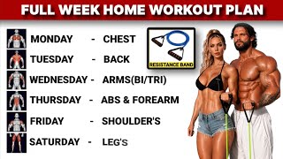 FULL WEEK WORKOUT PLAN AT HOME WITH RESISTANCE BAND FOR BOTH MEN AND WOMEN | THE COMPLETE GUIDE |