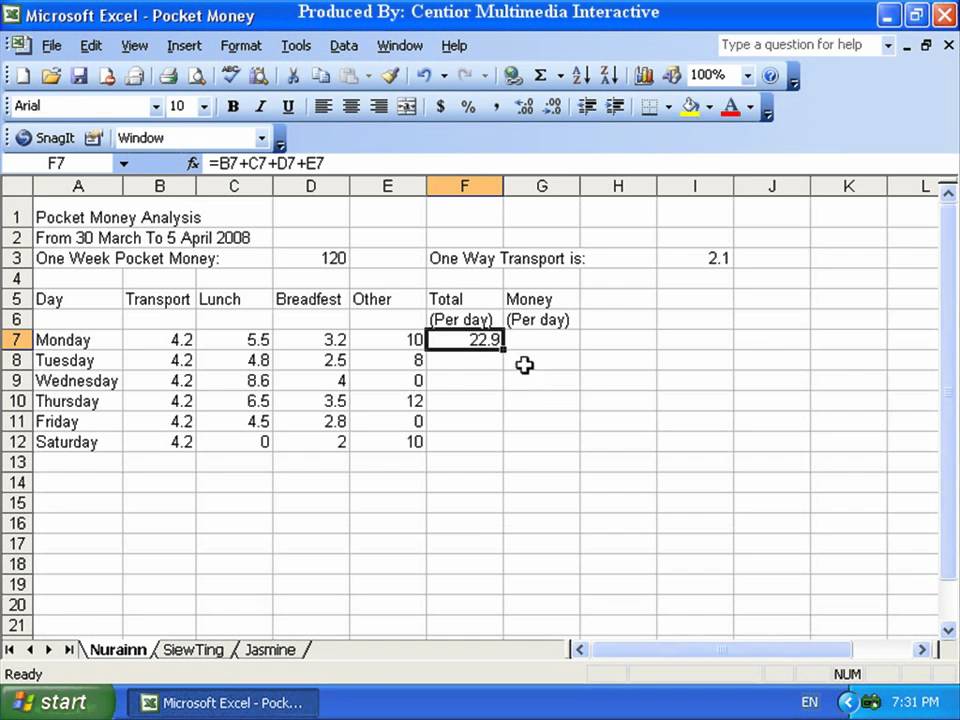 Microsoft Excel 2003 4 1 简单的加 减 乘 除运算公式及复制公式 Youtube
