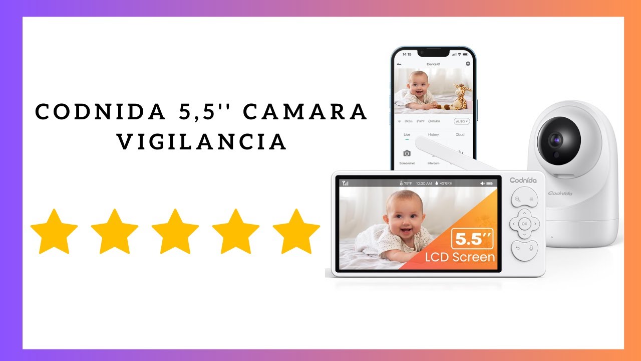 Babyphone Vidéo SmartCam 3.5'' LCD 1080p - Vision Nocturne, Rotation 360° - Neuf